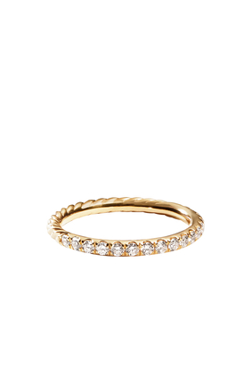 Cable Collectibles Stack Ring, 18k Yellow Gold & Diamond